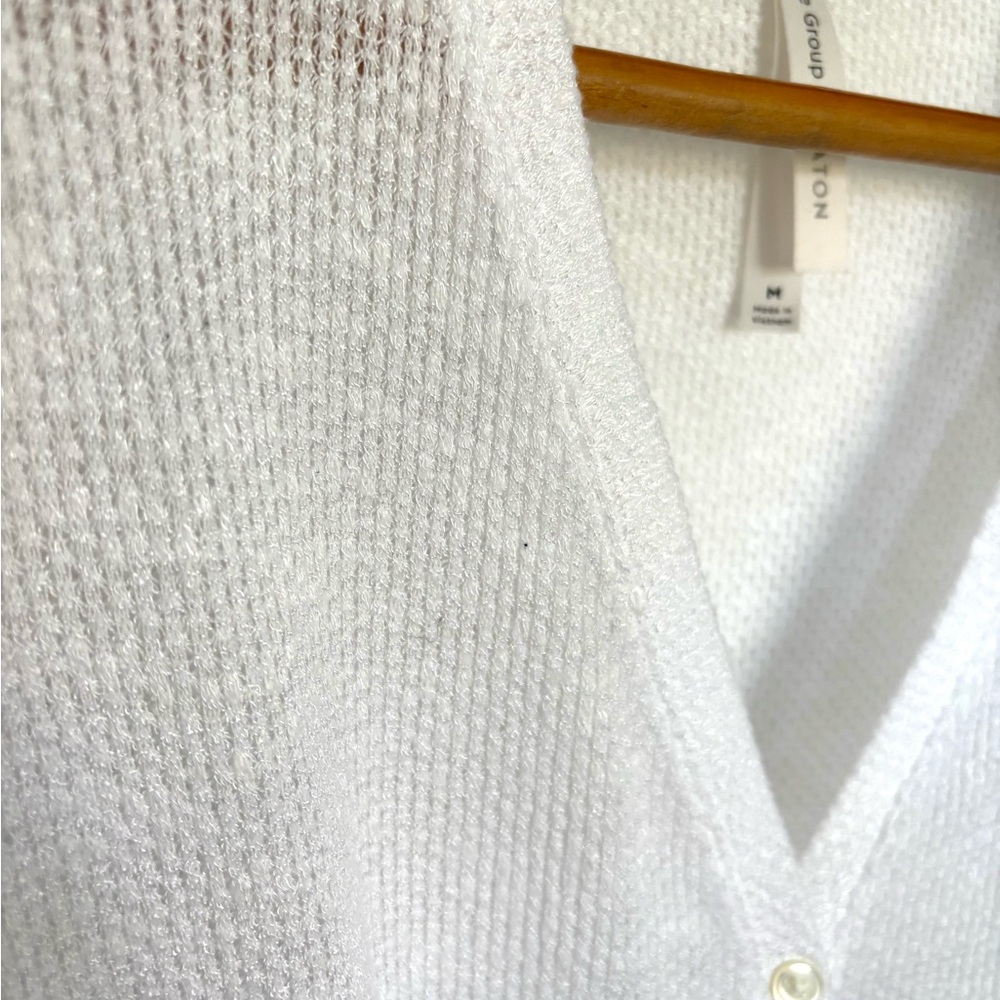 Babaton Aritzia Taurus Tie White Longsleevs Top Cardigan Size M - Picture 8 of 9